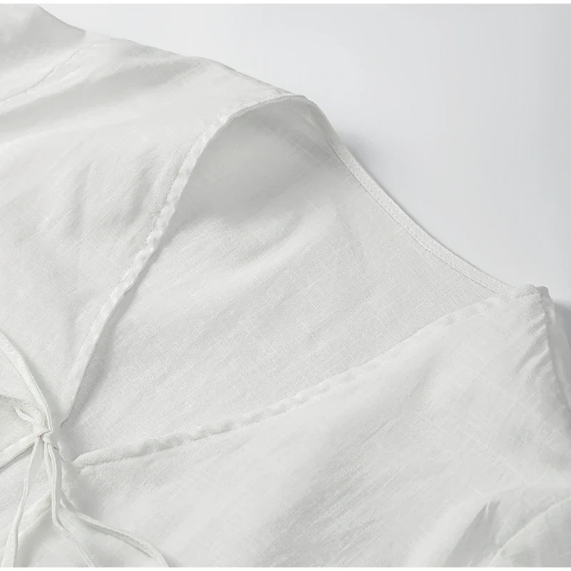 Fashion V-neck Lace Up Shirts Women Spring Summer New Casual Long Sleeve Blouse For Female Solid Elegant Street Lady Tops