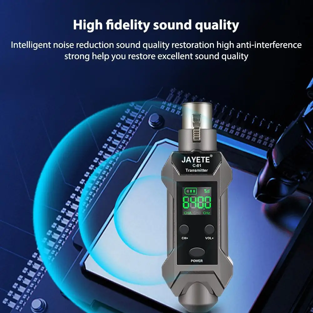 UHF 무선 마이크 XLR 송신기 리시버, 30m-50m 범위 XLR 마이크 변환기 어댑터, 다이나믹 마이크 오디오 믹서용 48V