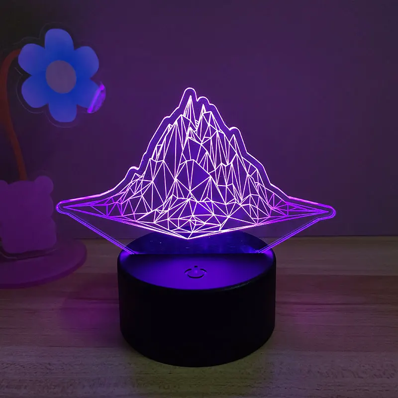 3D Visual Light LED Night Light Home Decoration Hill Black Base Night Lights Home Bedside Lamps Acrylic Room Decor LED Desk Lamp castle 3d night light lamp colorful touch remote led visual light birthday holiday gift 3d table lamp home bedroom decor lights