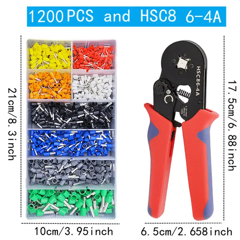 Boxed VE Tubular Crimp Terminals,Cable Electrical Connector,Insulated Wire Connectors,Tube Type Terminal Crimping Pliers HSC86-4 - Image 10