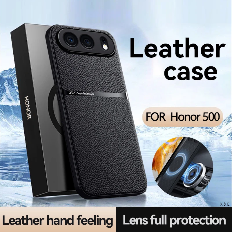 Premium Luxury Magnetic Leather Car Holder Case - Silicone Protective Back Cover