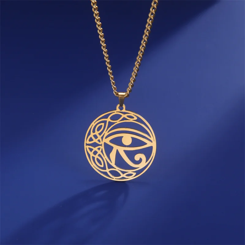 Auge des Horus Ägypten Kette Halsketten für Frauen Männer Edelstahl Ankh Kreuz Religiöse Halskette Choker Schmuck Geschenk bijoux femme