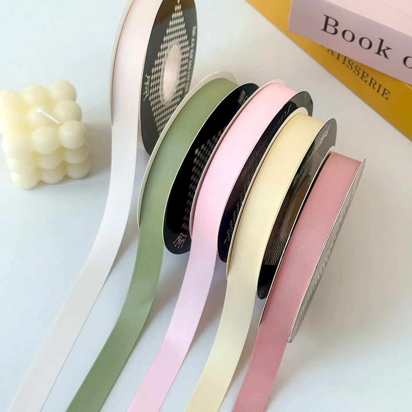 마카롱 양면 무광 리본 순색 선물 리본 꽃 포장 실크 리본 새틴 리본 DIY 바느질 액세서리
