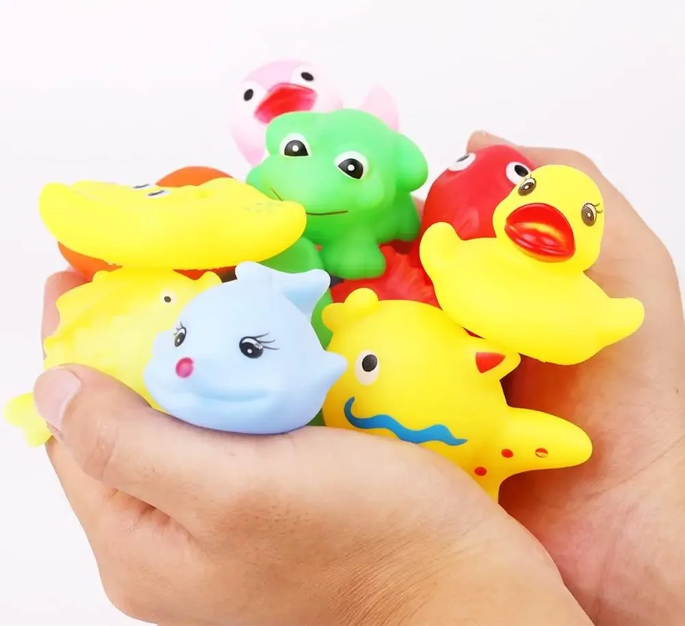 10pcs Preschool Bath Toys Rubber Sea Animals Toy Squeaky Bathtub Toys Baby Pool Floating Toy for Toddler Kids Party Decoration 2