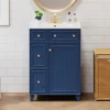 24-Inch Bathroom Vanity Cabinet with Ceramic Sink, 2 Drawers, 1 Door 2