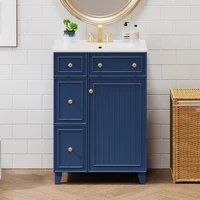 24-Inch Bathroom Vanity Cabinet with Ceramic Sink, 2 Drawers, 1 Door 2