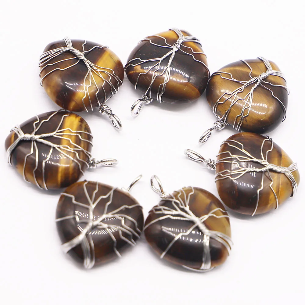 

2pcs/lot Fashion Natural Stone succinite Heart Shape Pendants Necklaces Silver Reiki Fashionable Charms Accessorie free shipping