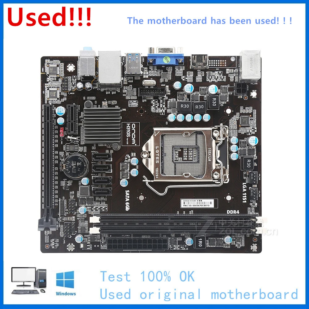 Per Scheda Madre Del Computer Onda H310S Lga 1151 Ddr4 32G H310 Scheda Madre Desktop Usata Core I5 9600K I7 9700K Cpu