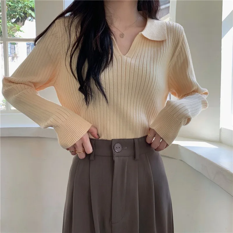 Autumn Women Long Sleeve Knitted Pullover Sweater