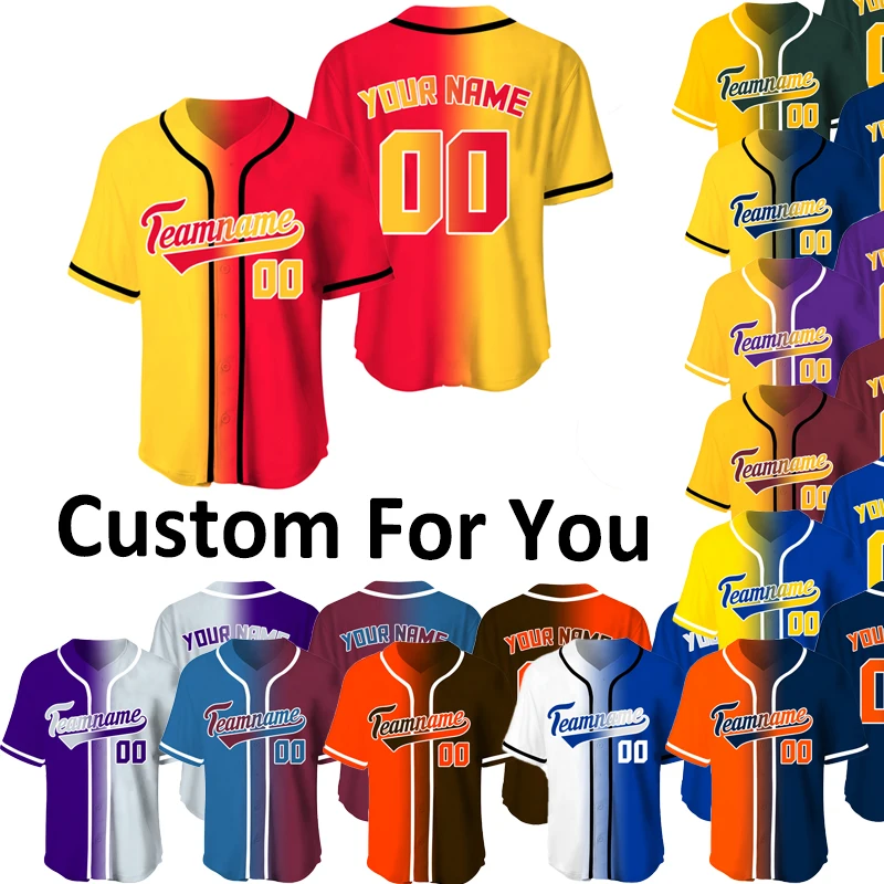 Baseball Jersey Men Shirt Sublimation Blanks Team/Name Training T-shirts Sports Uniform Plus Size Clothing