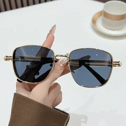 Vintage - Style Square - Frame Metal Sunglasses with UV Protection (Gold)