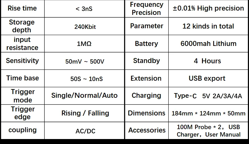 1013D Touch Screen Digital Oscilloscope Dual Channel 100MHz
