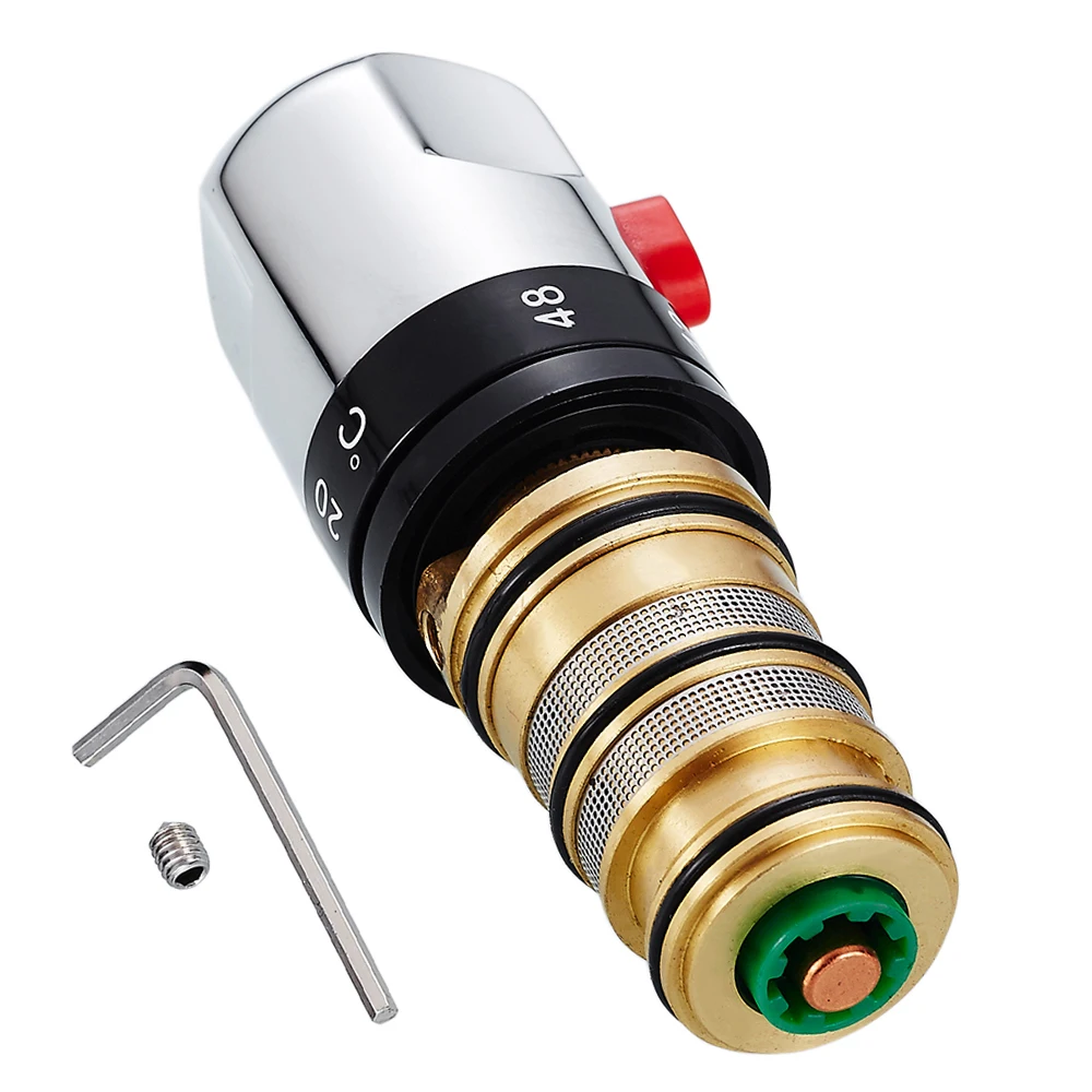 EVERSO Brass Thermostatic Mixing Valve Temperature Control Ceramic Valve for Solar Water Heater Parts Ceramic Cartridge