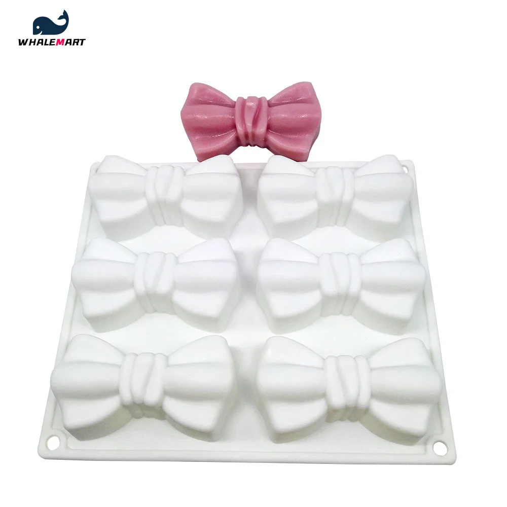 

Bow knot 6 hole mousse chocolate jelly pudding cake baking silicone mold DIY crystal glue plaster aromatherapy handmade gift