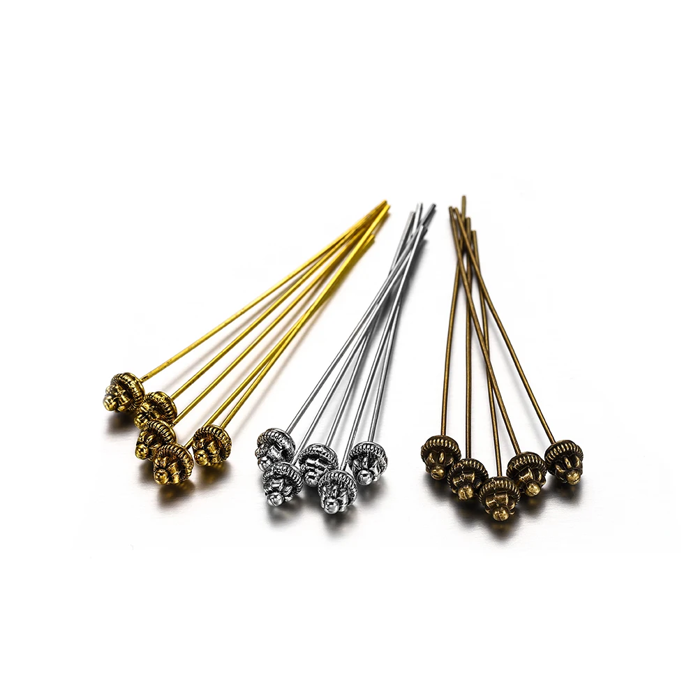 20pcslot50mmAntiqueSilverFlowerHeadPinsforJewelryMakingDiy