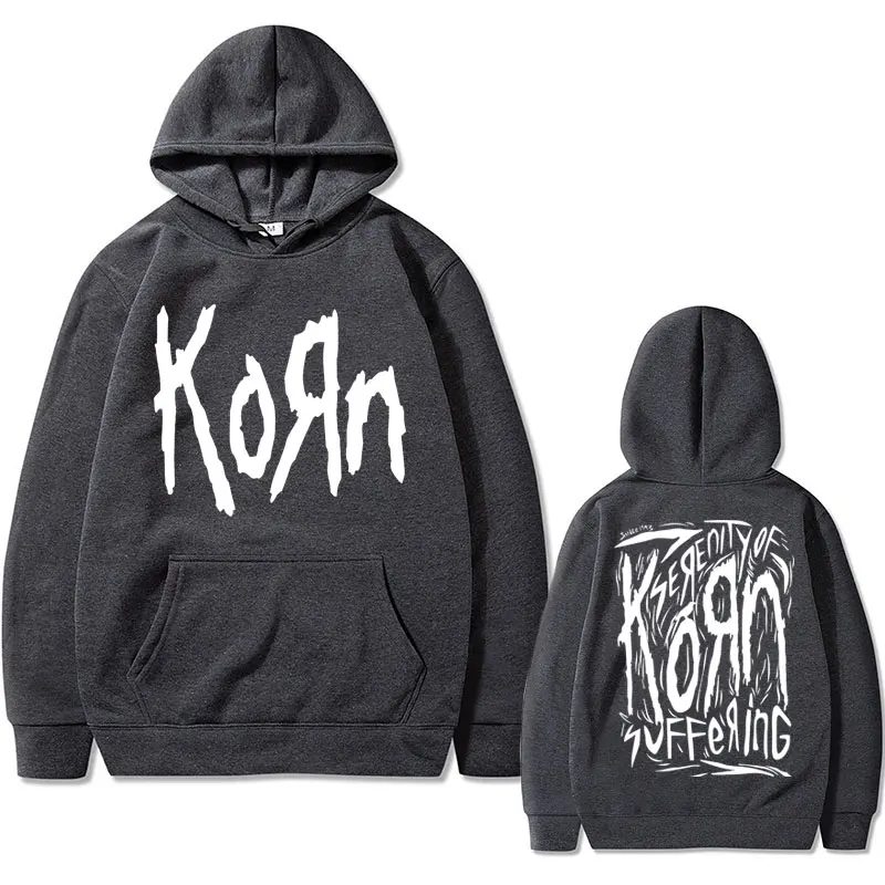 Rock Band Korn Double Sided Print Hoodie Men Women's Punk Vintage Gothic Sweatshirt Male Oversized Clothes Men's Casual Hoodies