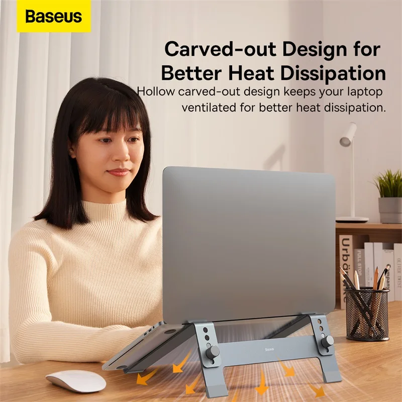 Suporte para Laptop Portátil Baseus Notebook Alumínio para Macbook Air Pro Titular Engrenagens Suporte Vertical Ajustável Suporte Base para Laptop - Imagem 4
