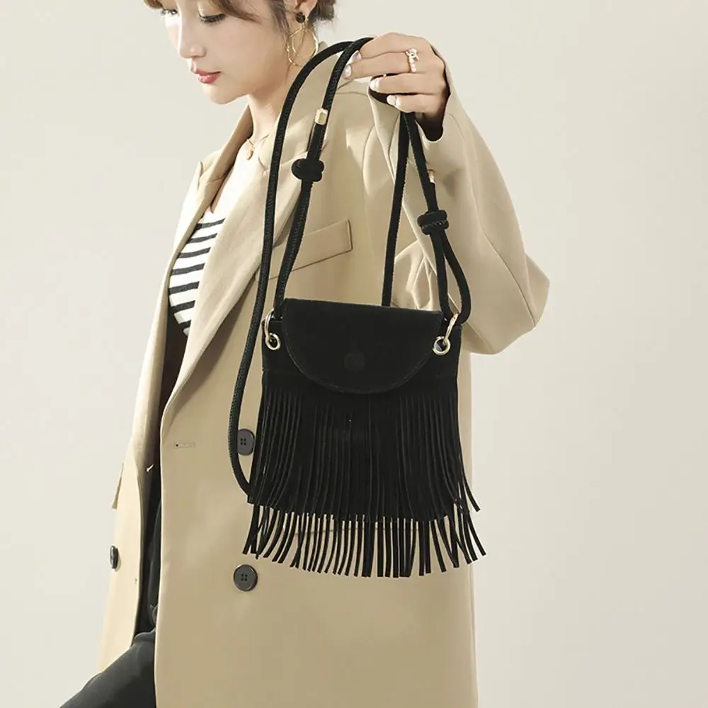 

Packet Women Tote Bag Travel Fringe Fashion Mobile Phone Handbag Buckskin Velvet Durable Crossbody Grocery Bag