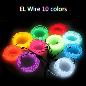 발광 EL 와이어 케이블 LED 네온 크리스마스 댄스 파티, DIY 의상, 빛나는 빛 장식, 의류 볼 레이브, 1m, 3m, 5m, 10m