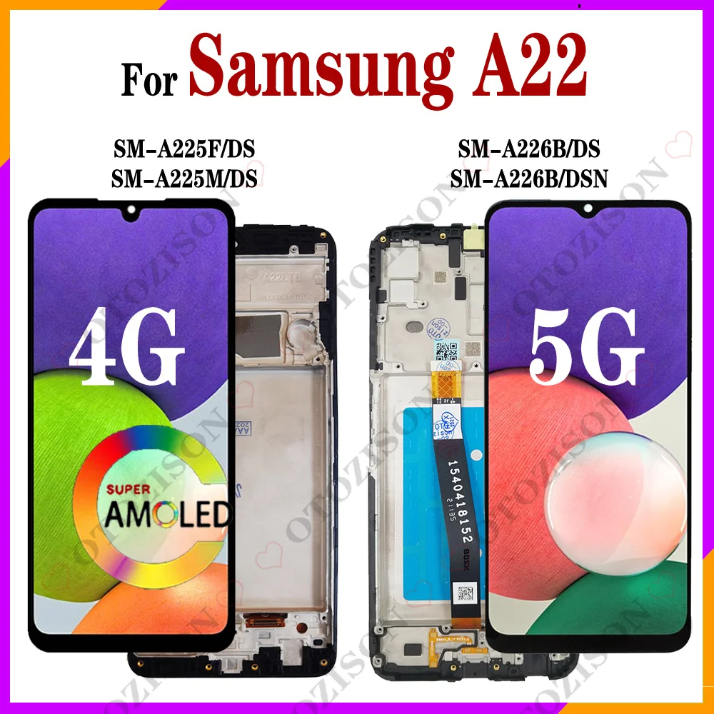 

A22 4G A225 Display For Samsung Galaxy A22 5G A226B LCD With Frame A225F A225M Screen Touch Digitizer Assembly A226 Replacement