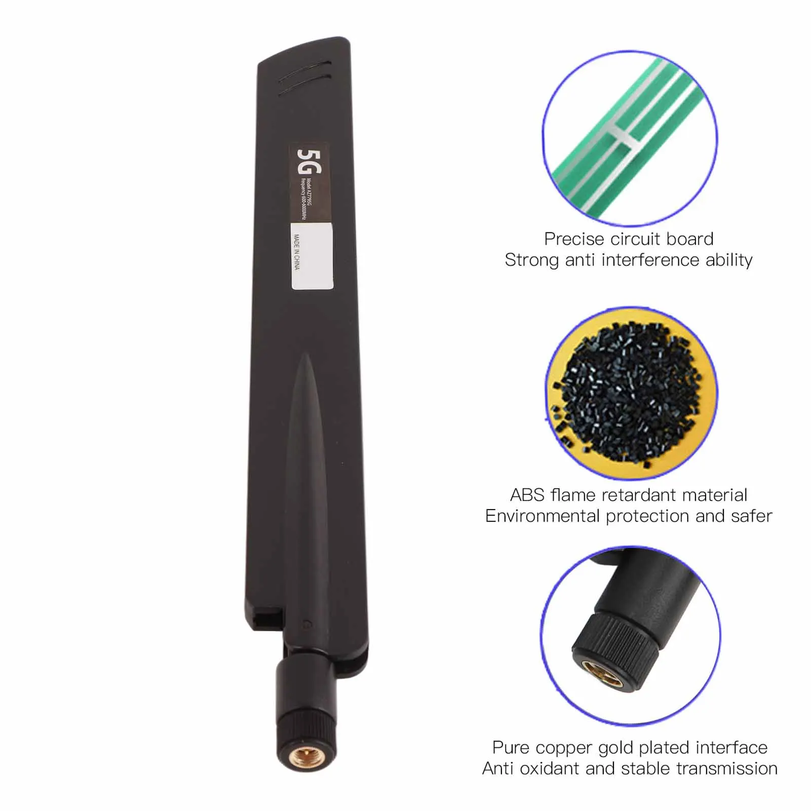 AZ7795G 18dbi 고이득 5G 안테나 600-6000mhz 블레이드 안테나 SMA 무지향성 풀 밴드 안테나 (무선 공유기용)