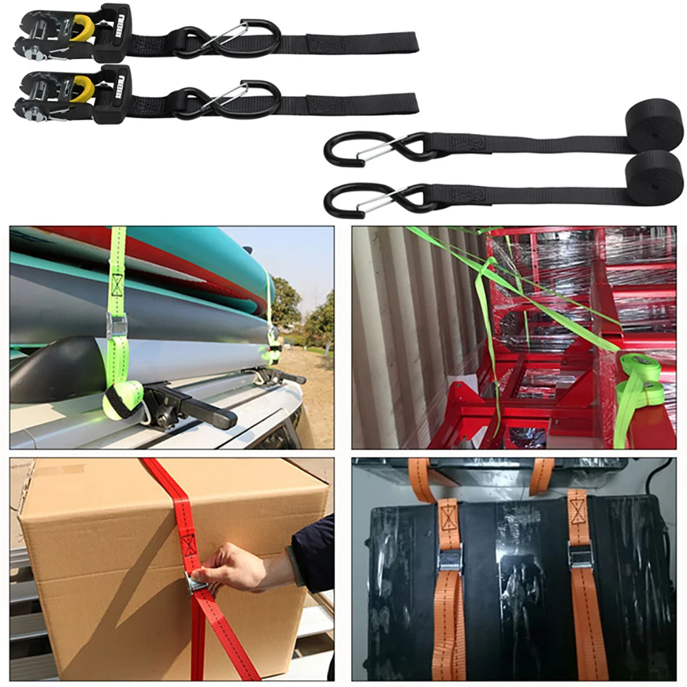 NIBBI 2 sets Strong Buckle Tie Down Belt 5M Cargo Luggage Strap For Car Motorcycle Bike Metal Ratchet tightener Baggage Straps Cargo Straps Luggage Strap Cargo Tie Down Strap Tie Down Straps Lashing Strap