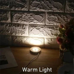 Handmade LED Wooden Resin Display Base - USB Round Night Lamp Stand - 1PC (Warm light)