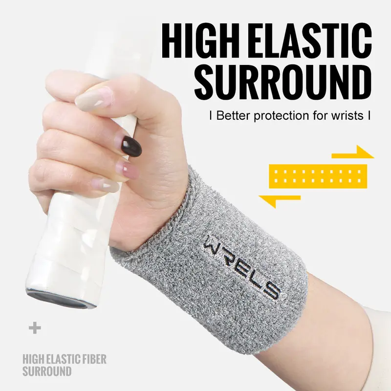 WRELS Wristband Sweatband Absorbent Thick Terry Cloth Gym Fitness Basketball Tennis Yoga Weightlifting Running Sport Wrist Band - Image 3