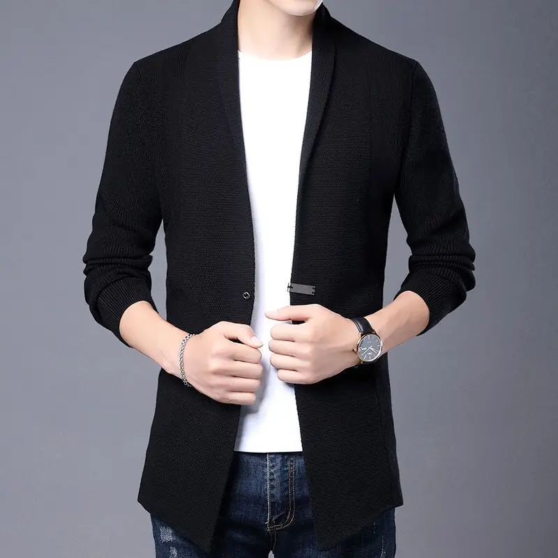 Autumn Winter Male Casual Fashion Long Sleeve Cardigan Sweater Homme Vintage All-match Knitting Jacket Men V-neck Outwear Top