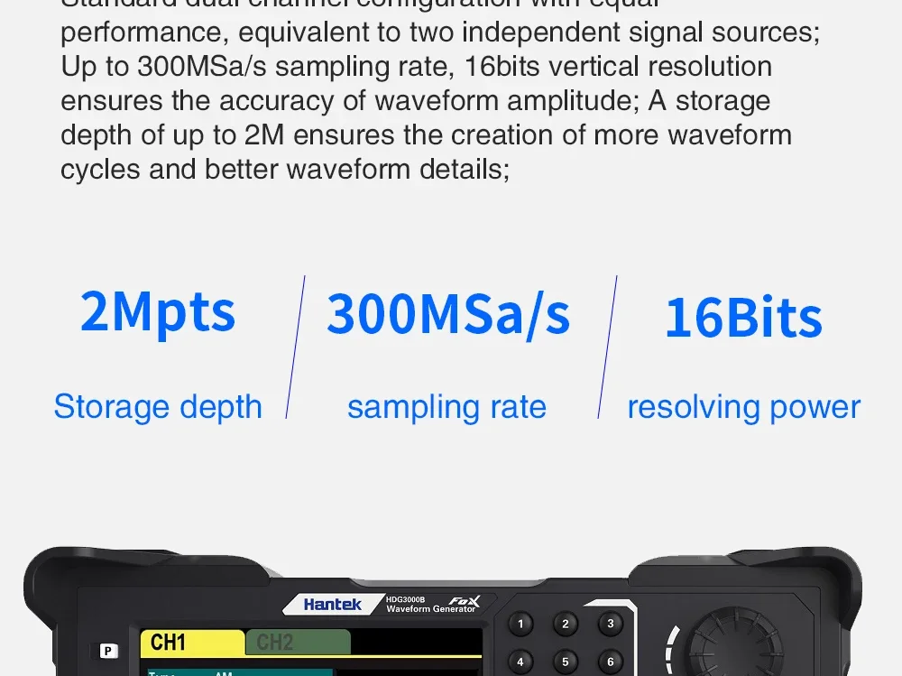 Hantek 2-channel signal generator arbitrary waveform pulse function harmonic fre