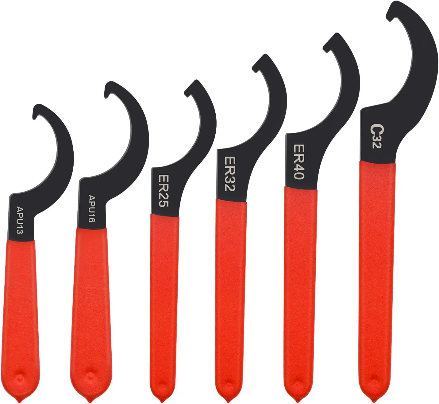 6-Piece Coilover Spanner Wrench Set, C-Shape Shock Hook Tool for Suspension System Adjustment