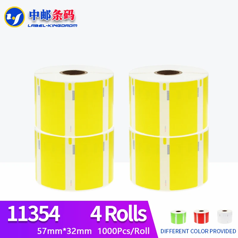 

4 Rolls Dymo Compatible Yellow 11354 Label 57mm*32mm 1000Pcs for LabelWriter 400 450 450Turbo Printer Seiko SLP 440 450