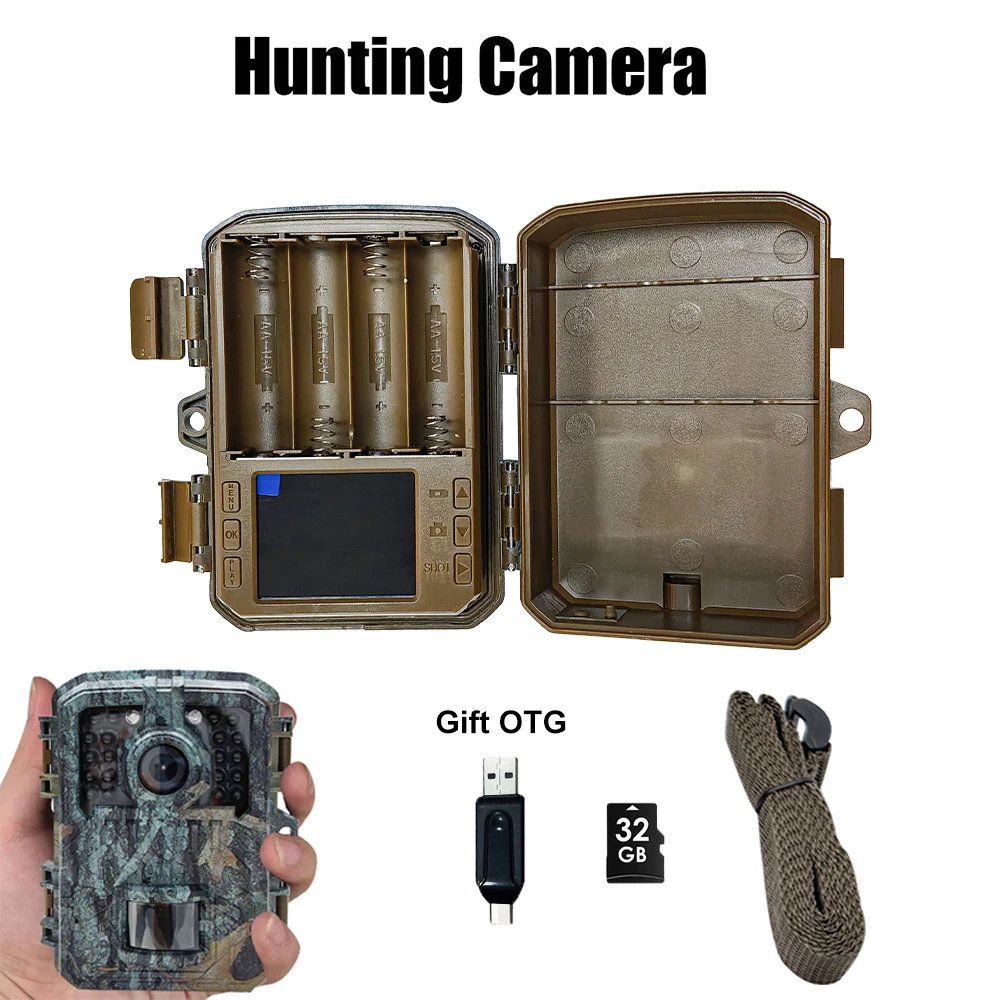 Mini caméra de chasse et de sentier, Mini caméra de chasseur sauvage, 16mp, 1080P, pour animaux sauvages, Vision nocturne, pièges photos, Surveillance