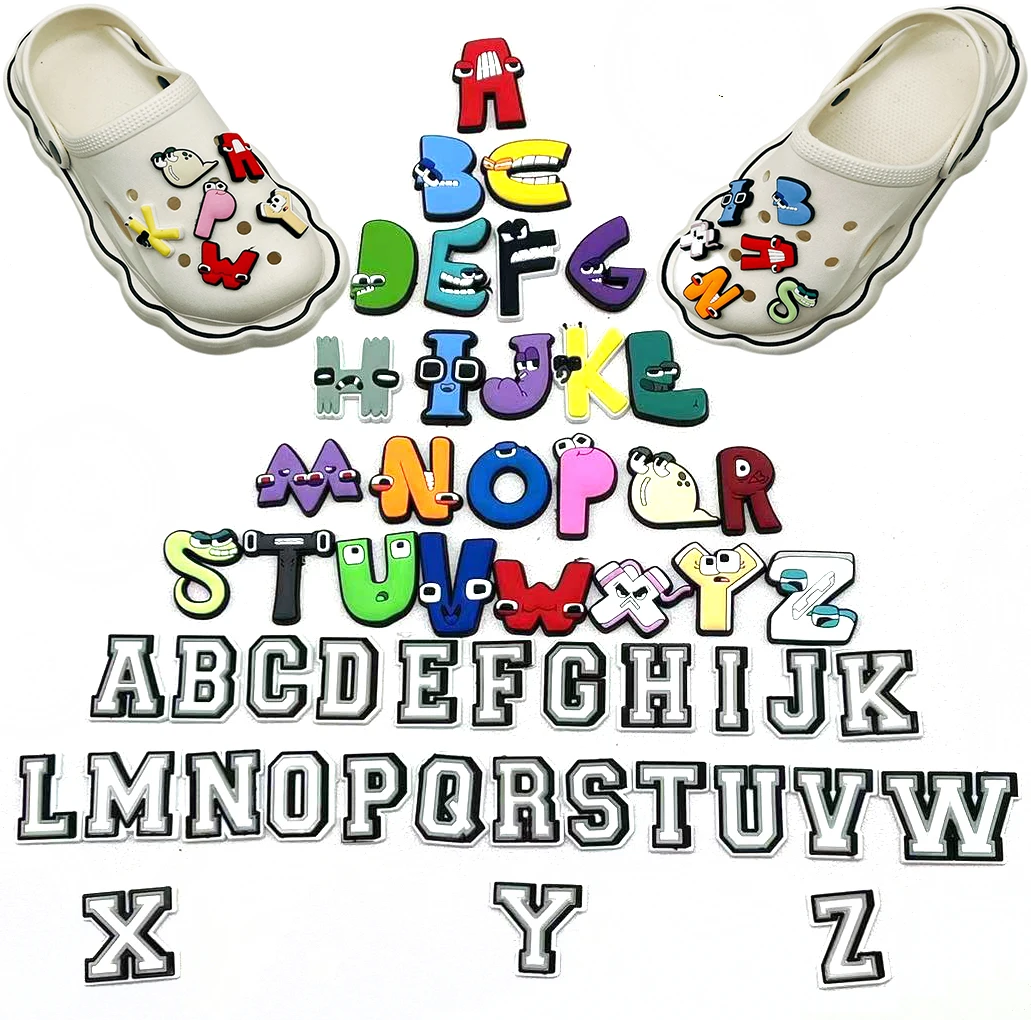 Hot Sale1pcs Colored Funny Alphabet Croc Charms Letters Shoe