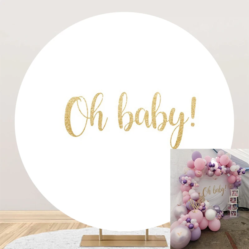 Rodada Elastic Backdrop Cover Branco Cor Pura Cartaz Personalizado Casamento Baby Shower Festa de Aniversário Photo Background - Image 5