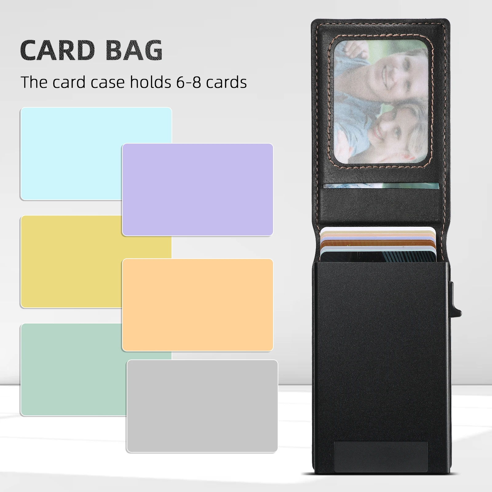 SUTENI Card Slot Wallet Flip Cover Luxury PU Leather Button card box Pressing The Button Automatically Ejects The Card 4