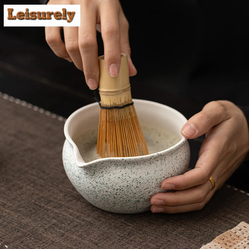 Sesame Polka Dots Ceramic Tea Making Tools Matcha Bowl Tea Ripening And Lepening Japanese Tea Spoon To Make Foam And Stir Tools