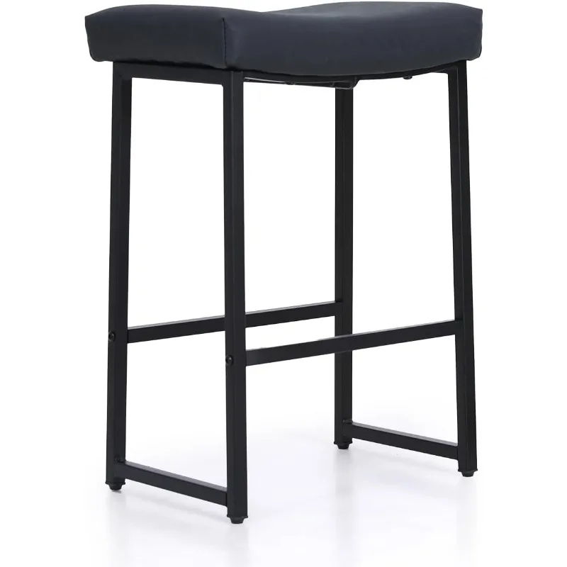 Bar Stools Set of 4 Counter Height 24 Inches Saddle Stools for Kitchen Counter Backless Modern Barstools Upholstered