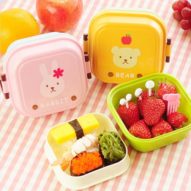 Food Children Baby Snack Box Container Animal Pattern Plastic Lunch Food Box  Double Layers Lunchbox Portable Microwave Cute - AliExpress