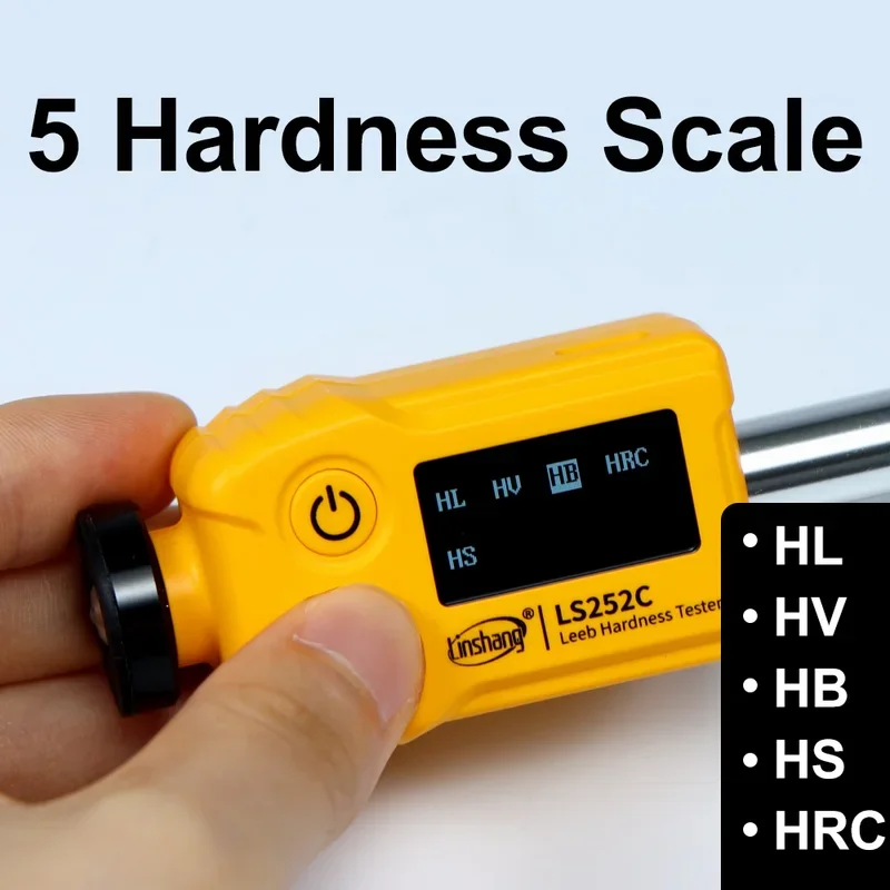 Handheld Leeb Hardness Tester Portable Metal Durometer Digital Hardness Tester High Accuracy Type C for Small Mass LS252C