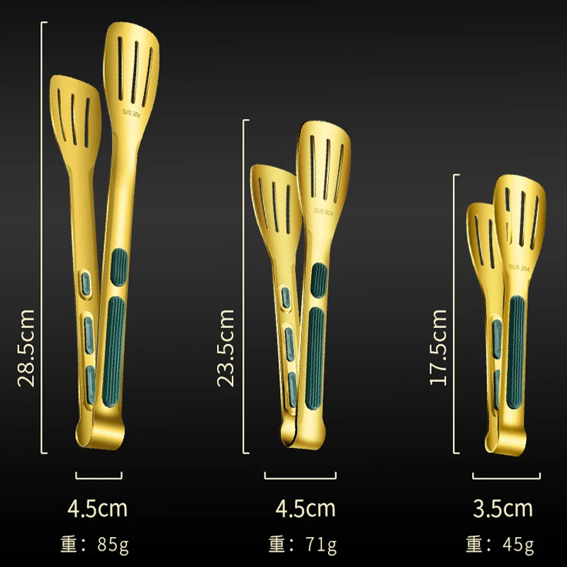 Food Tongs Stainless Steel Kitchen Tongs Meat Salad Steak Food Clip Long Handle Non-slip BBQ Cooking Kitchen Utensils