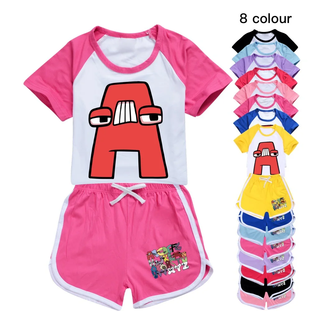 

New Summer Kids Clothes Sport Suits Casual Cartoon Alphabet Lore Boys Girls T-shirts+Shorts 2Pcs/Set Children Tracksuits Clothin