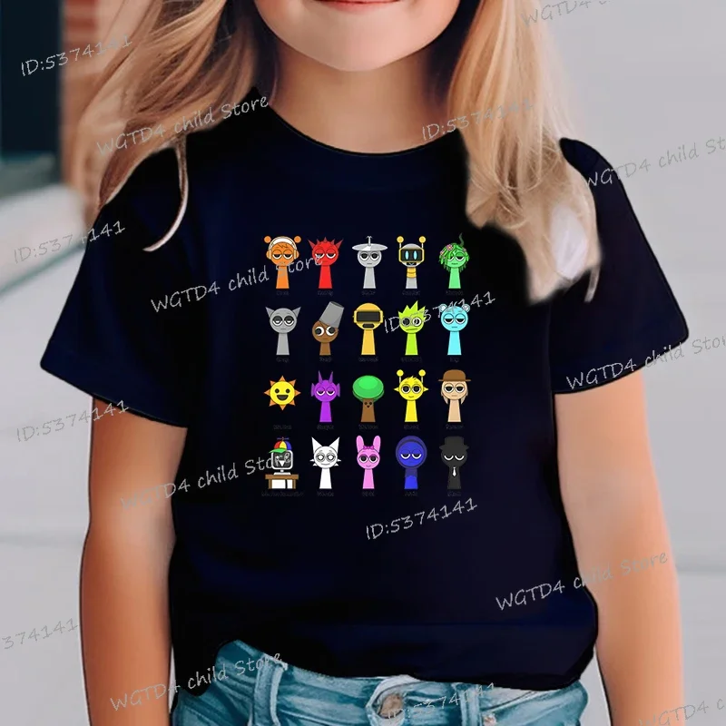 New Sprunki Kids T-shirt Cartoon Game Figure Printed Tops Tees Boys Girls Casual Short Sleeve Tshirt Summer Children's Clothing 3