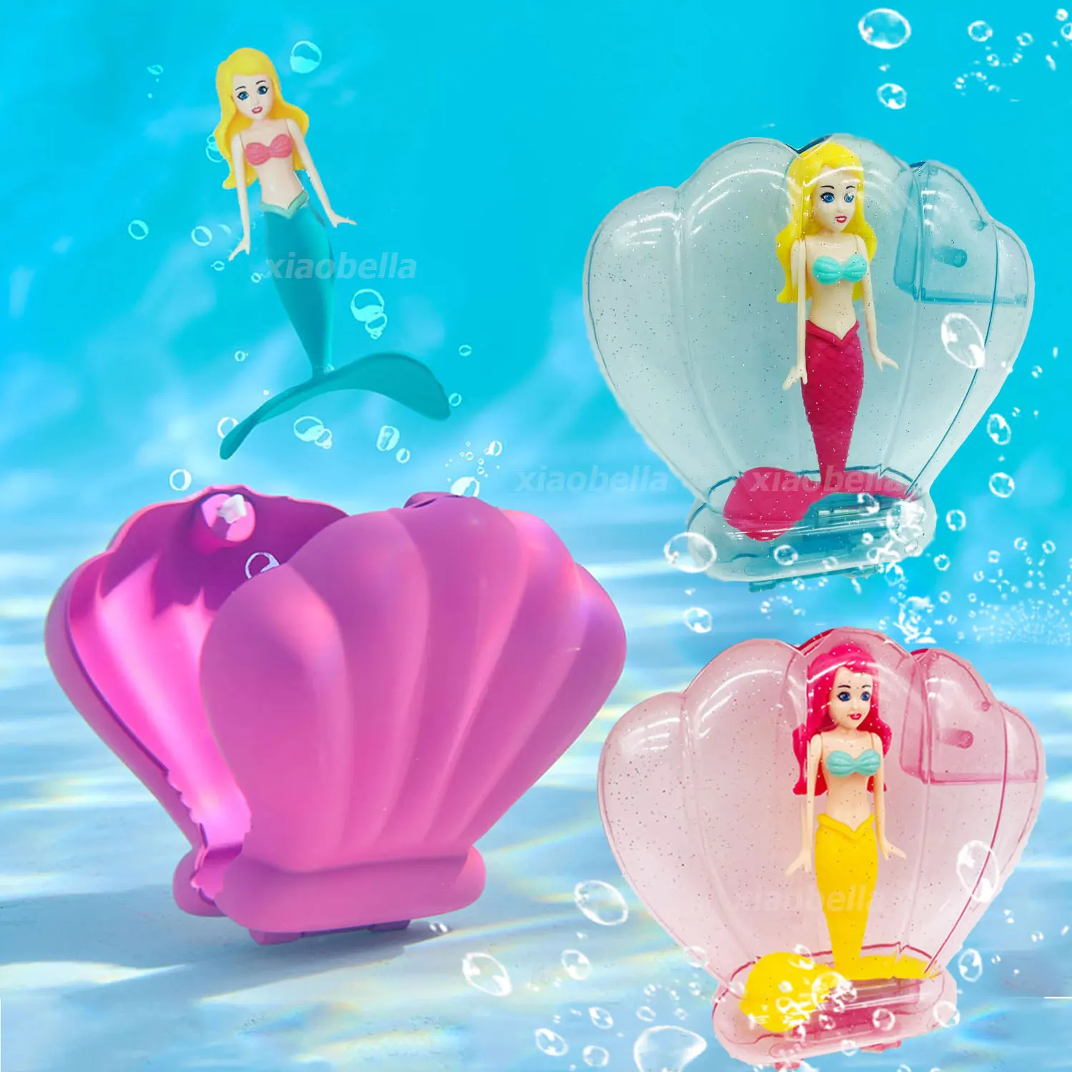 Mermaid Dive Toys Transparent shell Bath Toys Colorful Mermaid