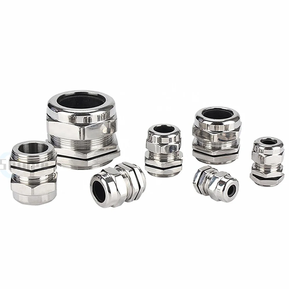 Cable Gland Electrical Connector Nickel Brass Metal IP68 Waterproof Cable Glands Connector Wire Glands For 3-44mm Cable M PG PG7 PG9-PG21 M8 M10