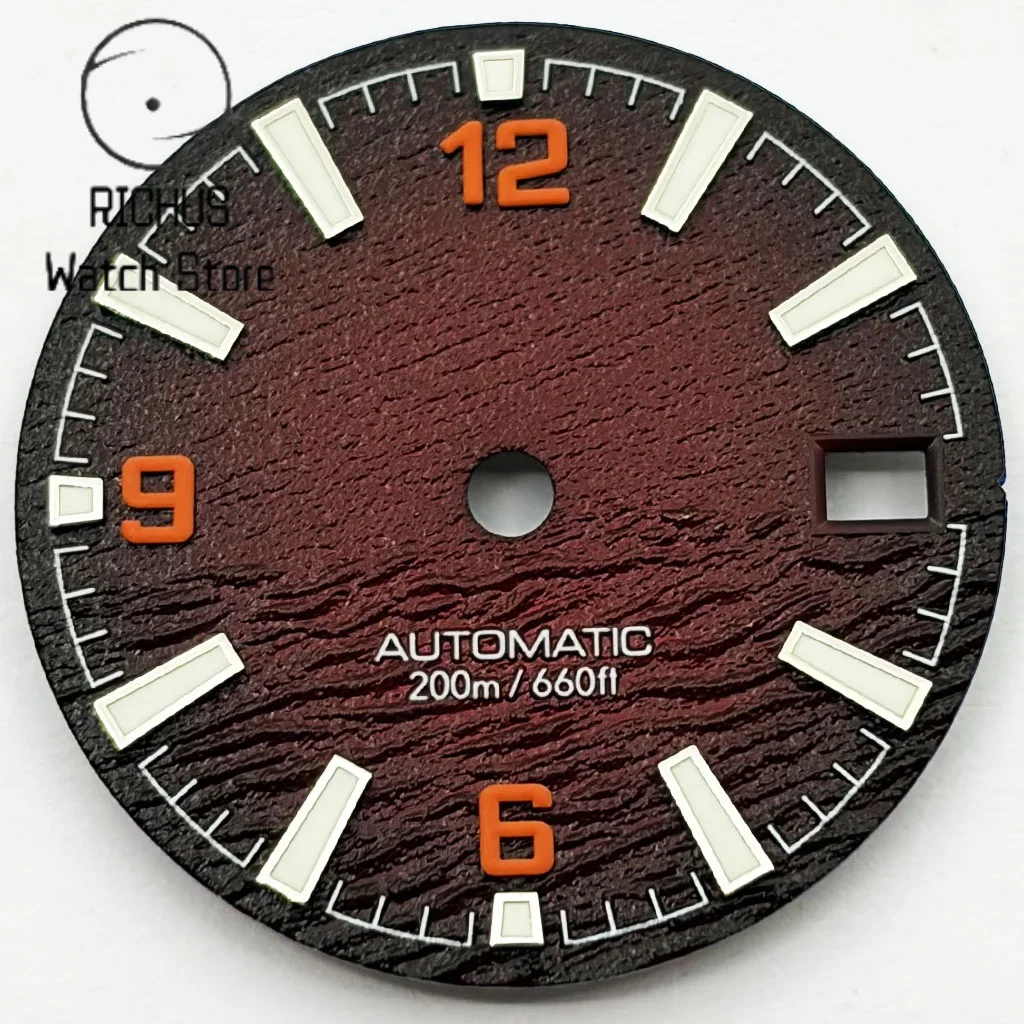 High-Quality Blue/Red Diving Watch Dial with Green Luminous Finish