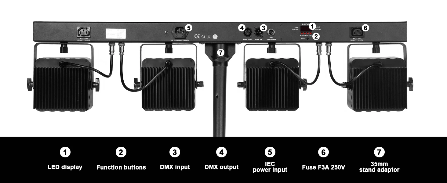 Description Picture 3 of itemRGB 4 PCS Combined Effect Par Lights Stage Professional Effect Lighting Sound Control 3 in 1 Beam Lamp for Show Theater Wedding