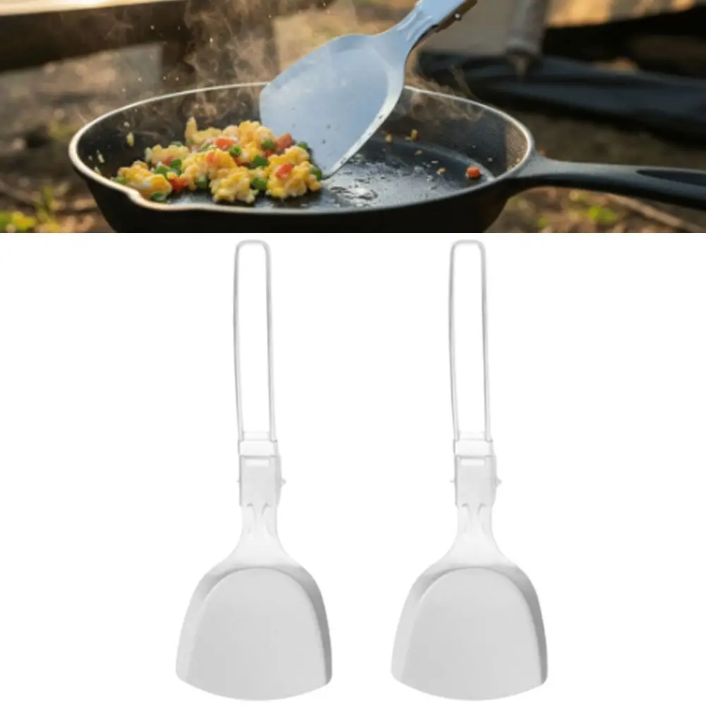2 Pcs 내구성 스테인레스 스틸 접이식 주걱 미니 경량 휴대용 주걱 캠핑 주걱 피크닉
