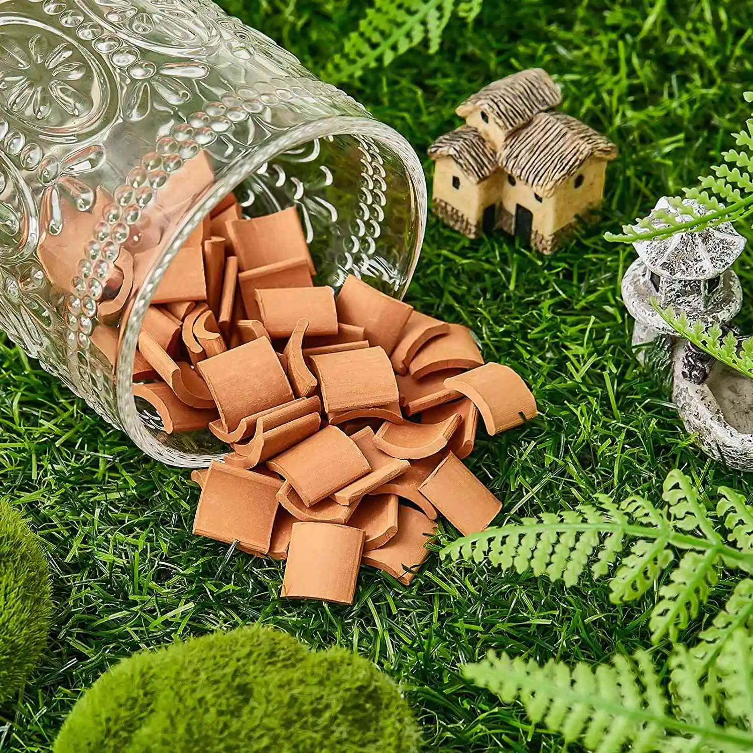 100 Pcs Roof Tiles Building Set Miniature Tiles Mini Dollhouse Shingles Fake Tile Dollhouse Kitchen Garden Accessories 5