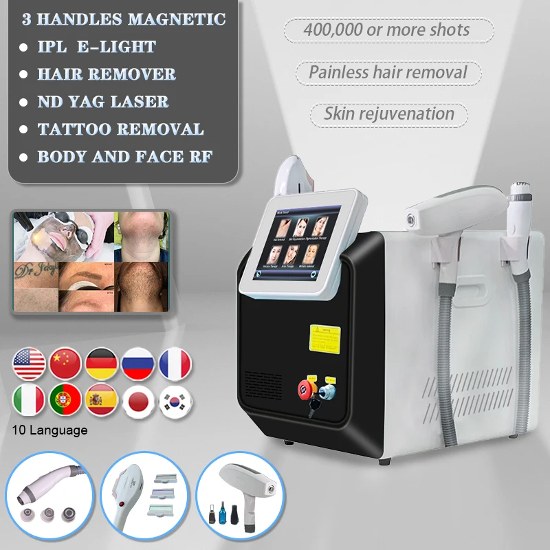 

ADG Factory Pric 3in1 OPT IPL Laser Painless Hair Removal Beauty Machine ND-YAG Tattoo Removal RF Skin Repair Beauty Equipment